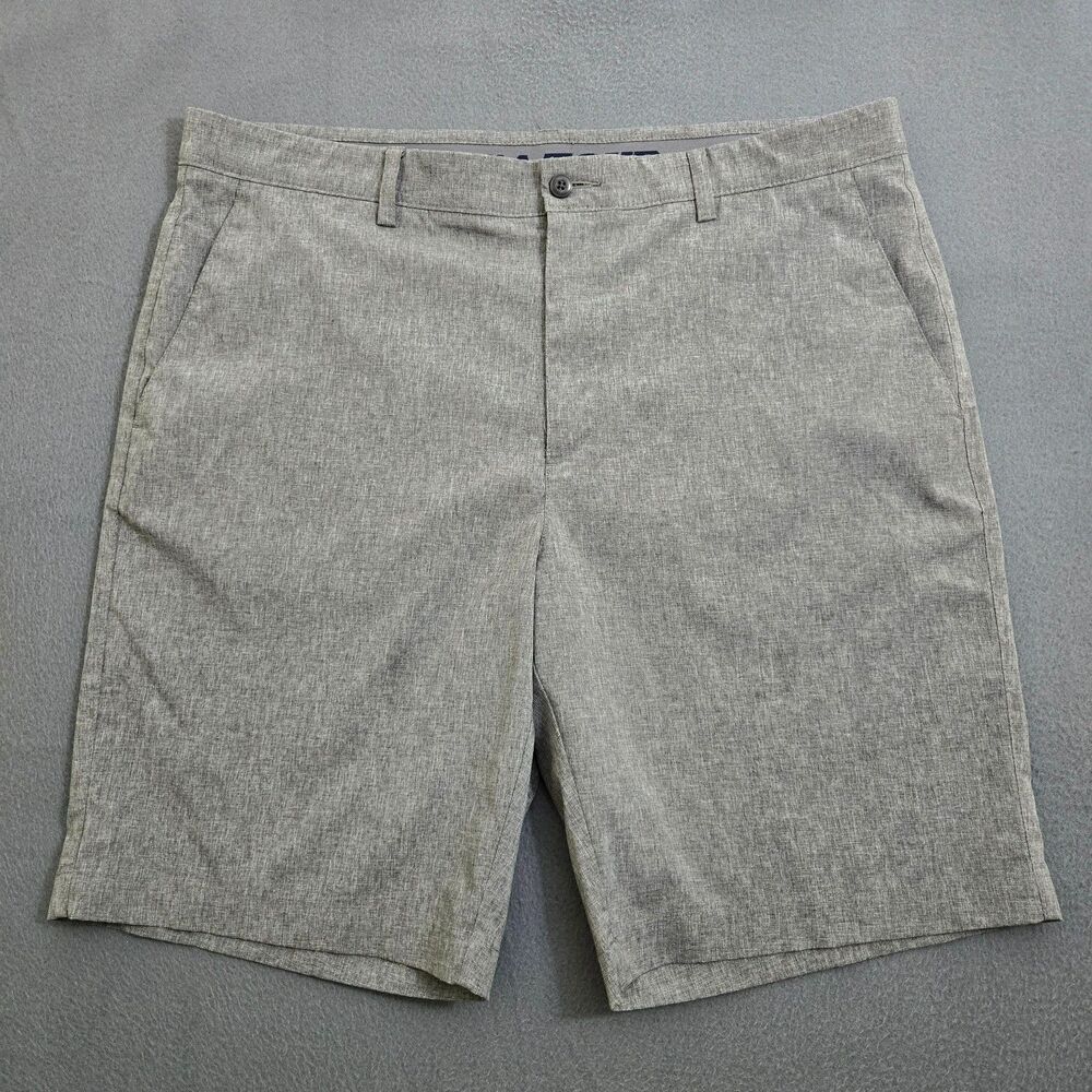 PGA Tour Men 38 Gray Flat Front 10" Chino Shorts